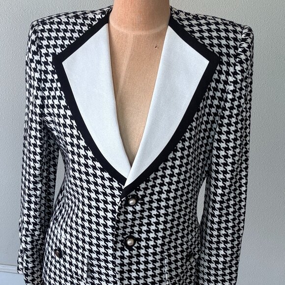 Kasper ASL Petite Black & White Houndstooth Career  Blazer - Picture 1 of 4